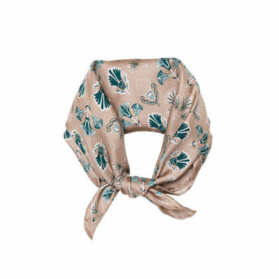 Deco Florals Silk Scarf - Beige & Green - Hermine Hold