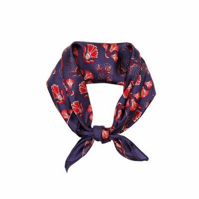 Deco Florals Silk Scarf - Navy & Pink - Hermine Hold