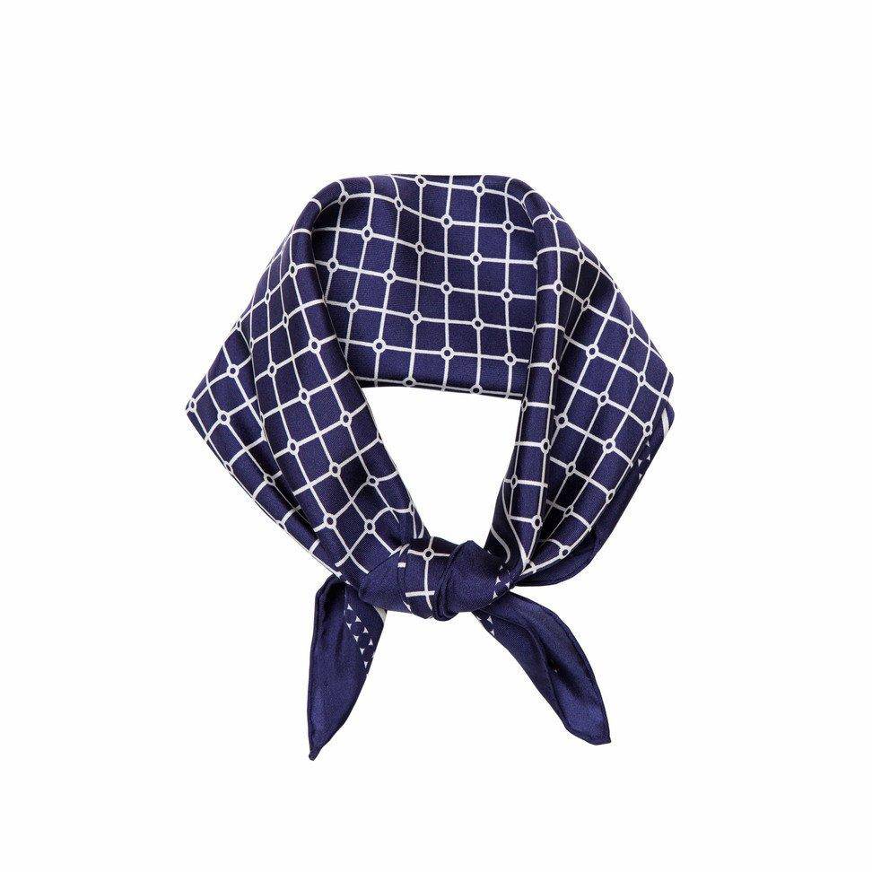 Hermine Silk Scarf - Navy & White - Hermine Hold