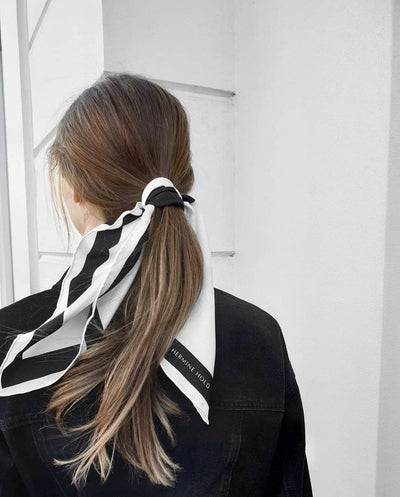 Signature Silk Scarf - Black & White - Hermine Hold