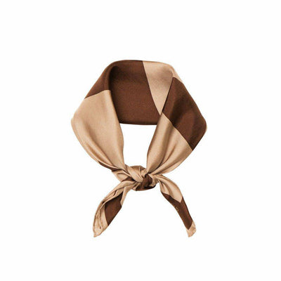 Signature Silk Scarf - Brown & Beige - Hermine Hold