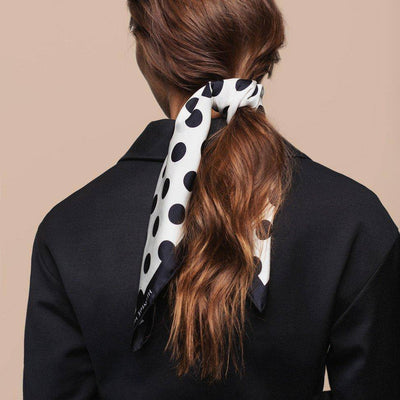 Single Dot Silk Scarf - Black & White - Hermine Hold